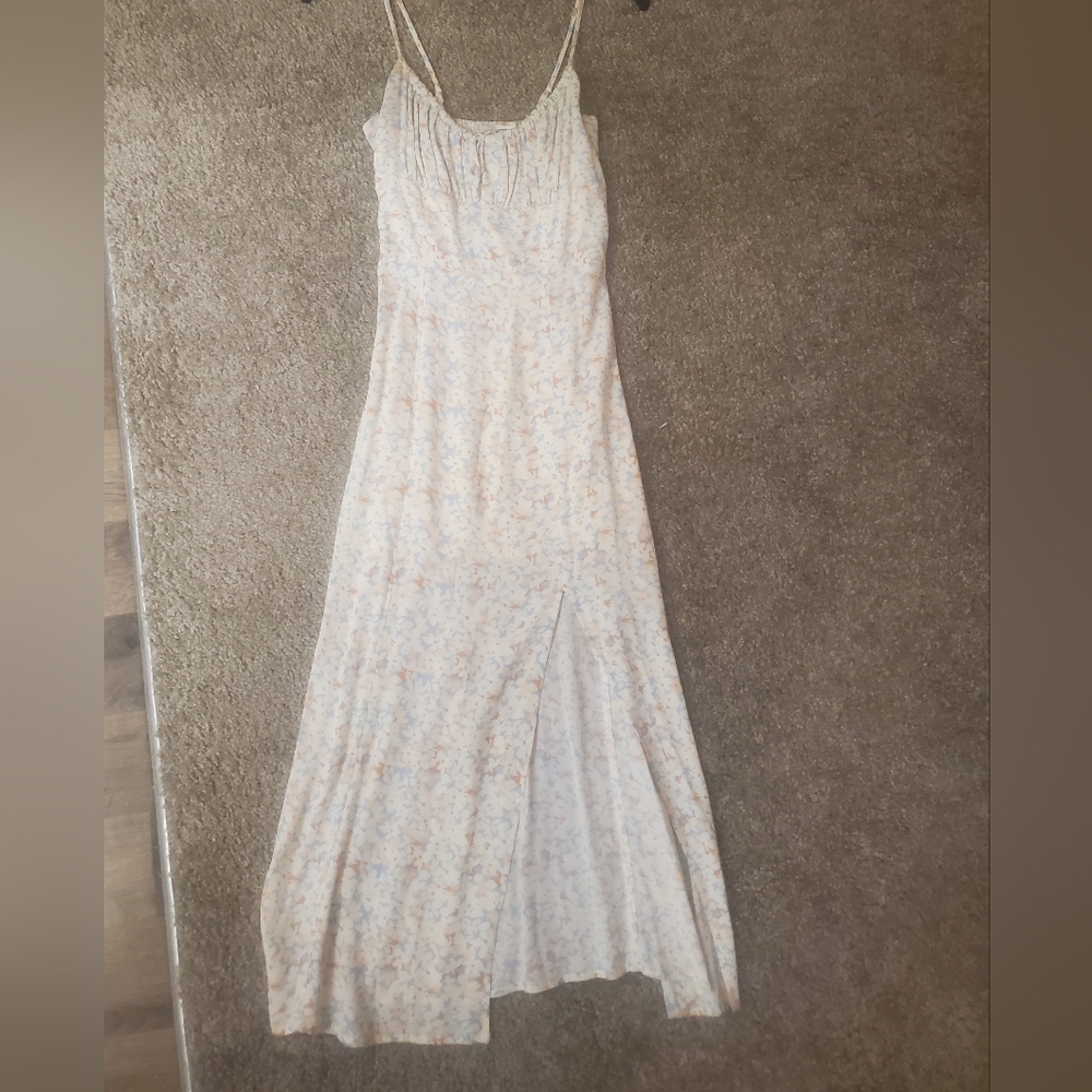 l*space Cream Maxi Slip Dress with Blush & Blue Floral Print size Xs, preloved